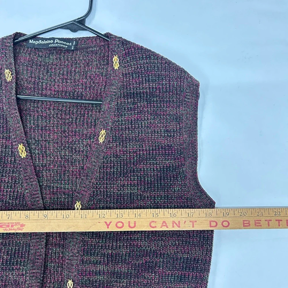 Magdeleine Poncet Vintage 70s French Knit Vest S M Gold Hardware Boho Retro
